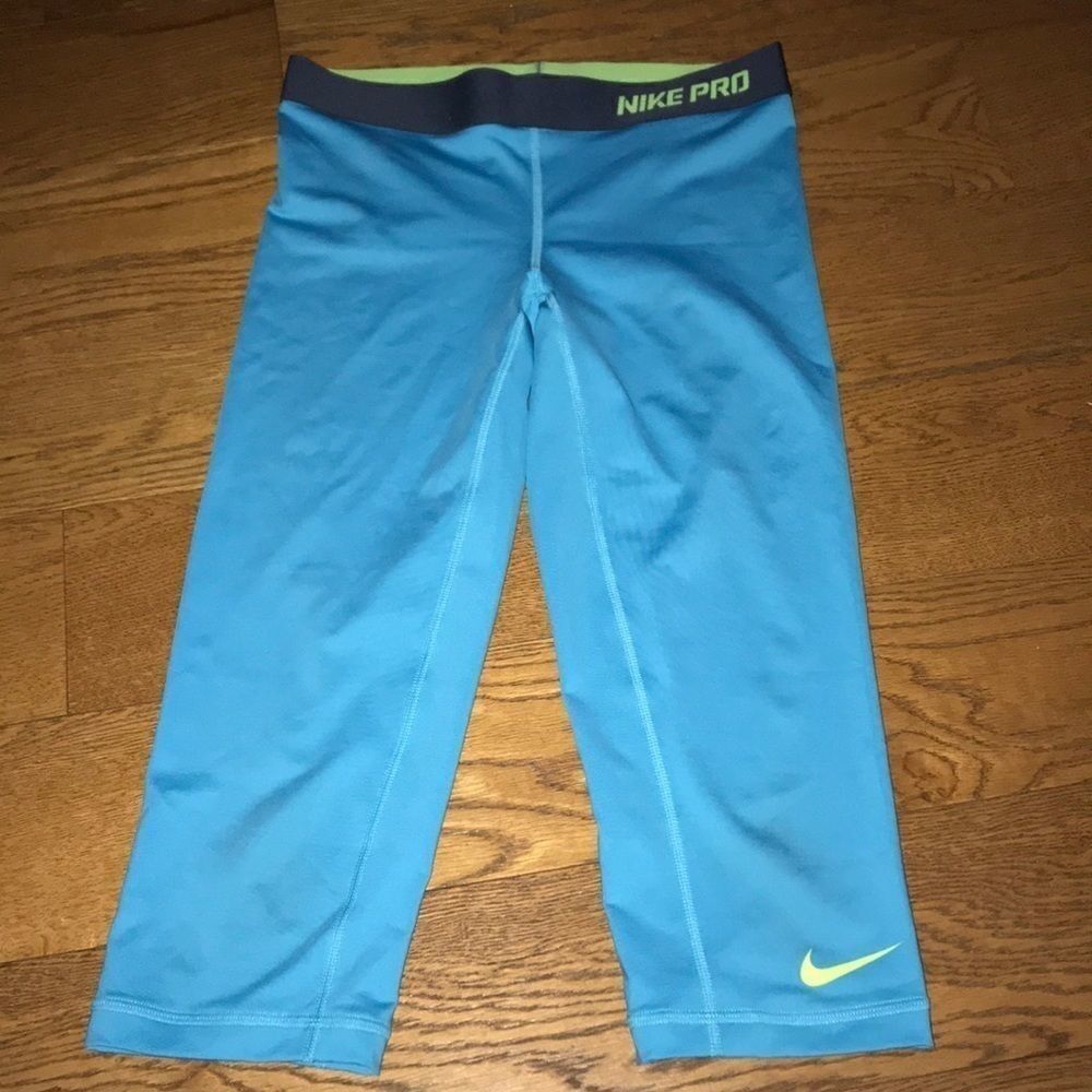 Nike x sacai Pro Women's Blue Green Dri-Fit Capri Leggings Size Small